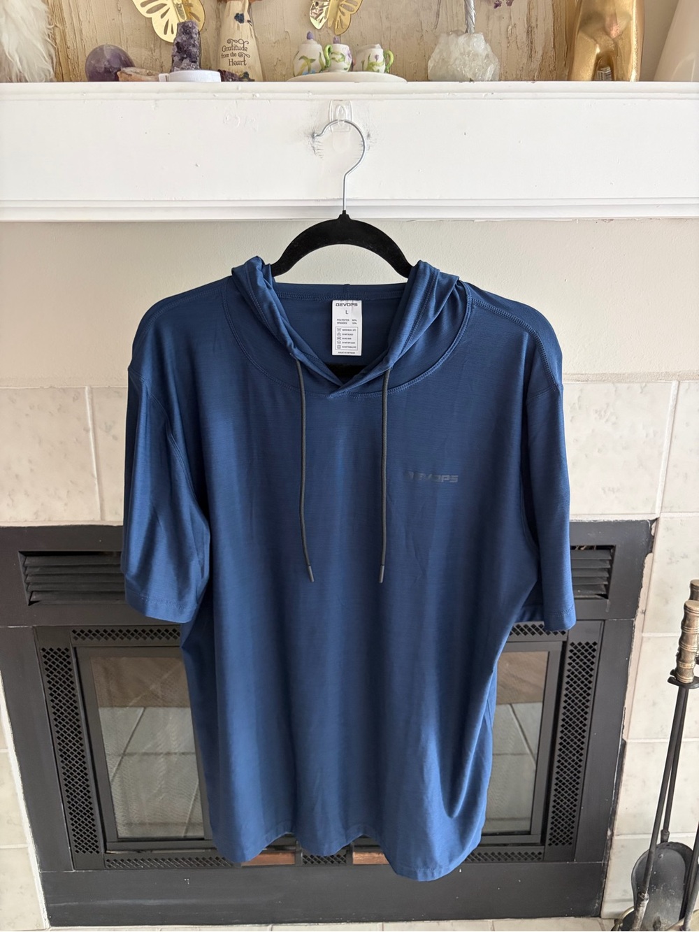 Men's Short-Sleeve Hooded Hoodie Tee Shirt Dry Fit Athletic - Navy Deep Blue